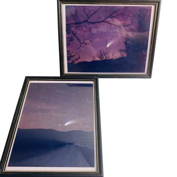 Vintage 1997 Hale-Bopp Comet Original Photographs 8x10" Set Of 2 Framed - Picture 1 of 6